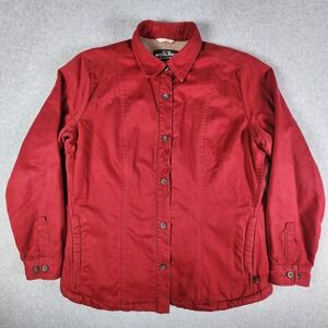 Woolrich Fleece Lined Shacket Women's Large Ruby Red‎ Button with Pockets